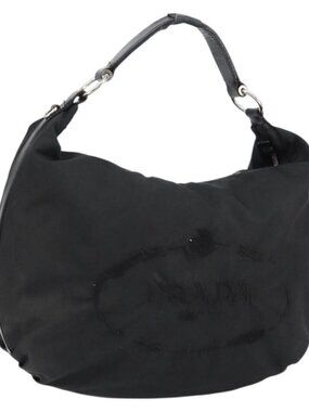 Authentic PRADA Shoulder Bag Nylon Black Silver